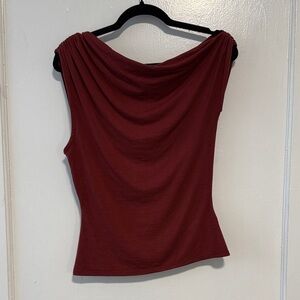 Reformation Belle Knit Top, Maroon Sleeveless Blouse